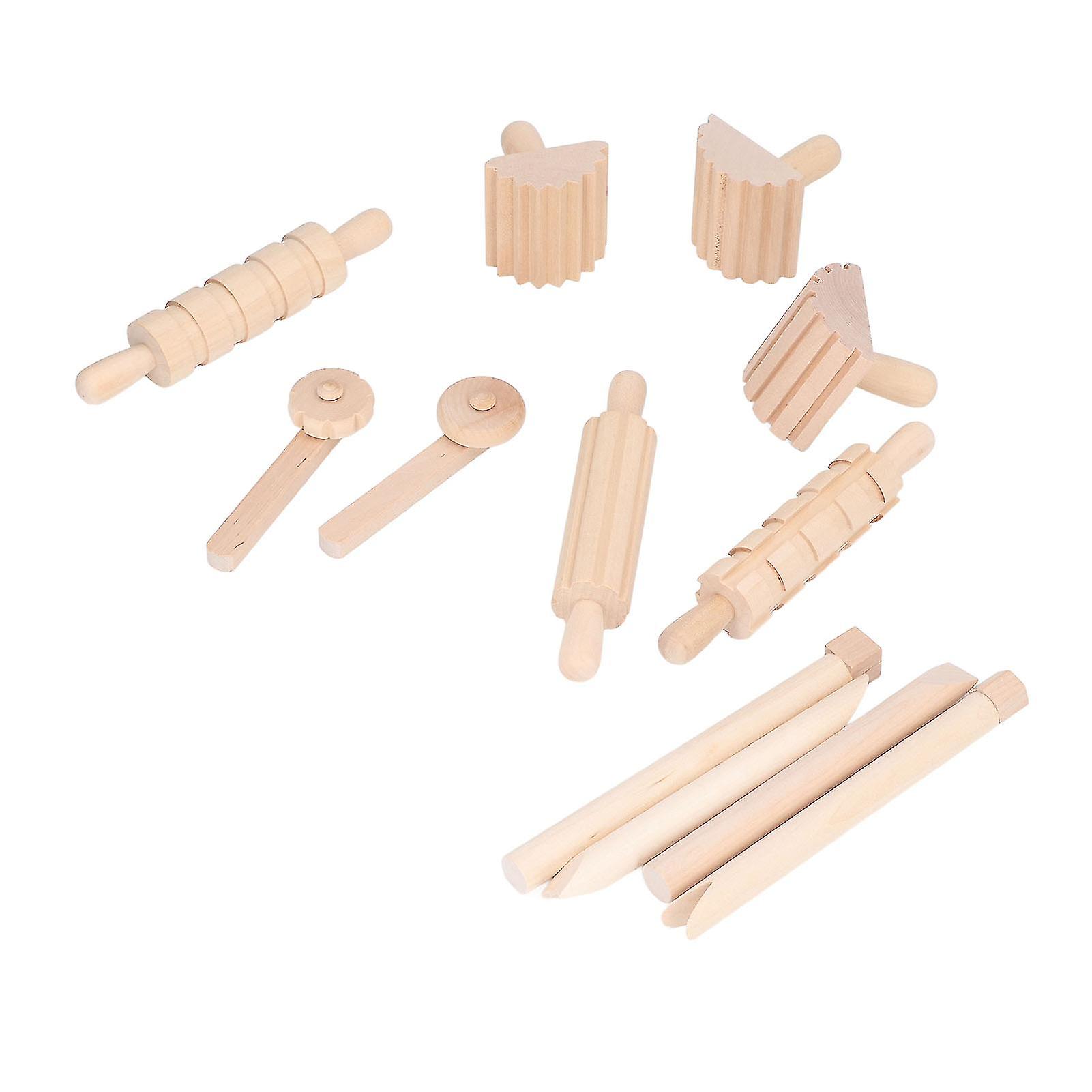 12PCS Kids Rolling Pin Toy Safe Eco Friendly Pressed Clay Toys DIY Hand Crafted Rolling Pin Set for Clay Dough