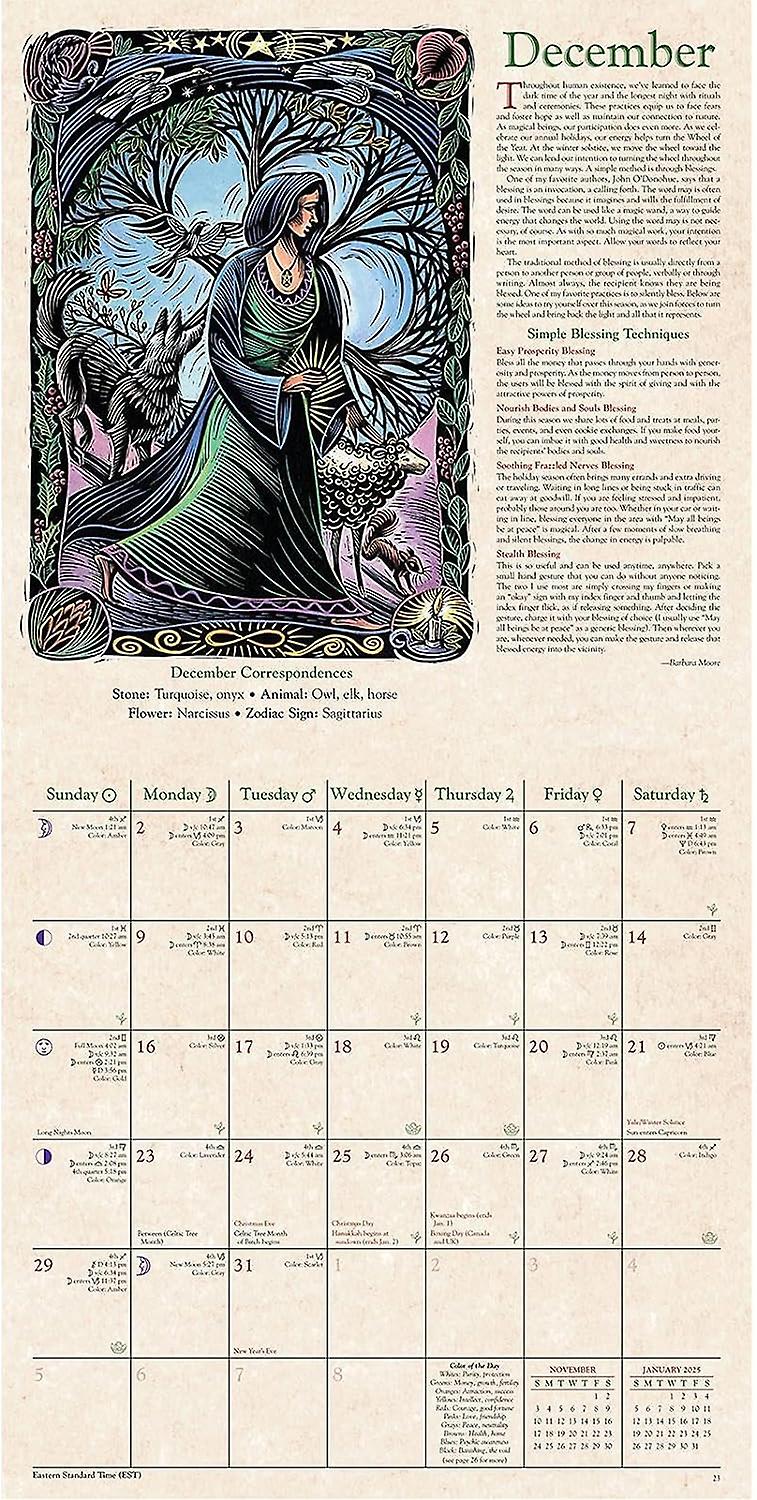 Witches Calendar 2023 | 12 Illustration Monthly Family Wall Art Calendar | Aesthetic Decorative Hanging Calendars For Home Decor