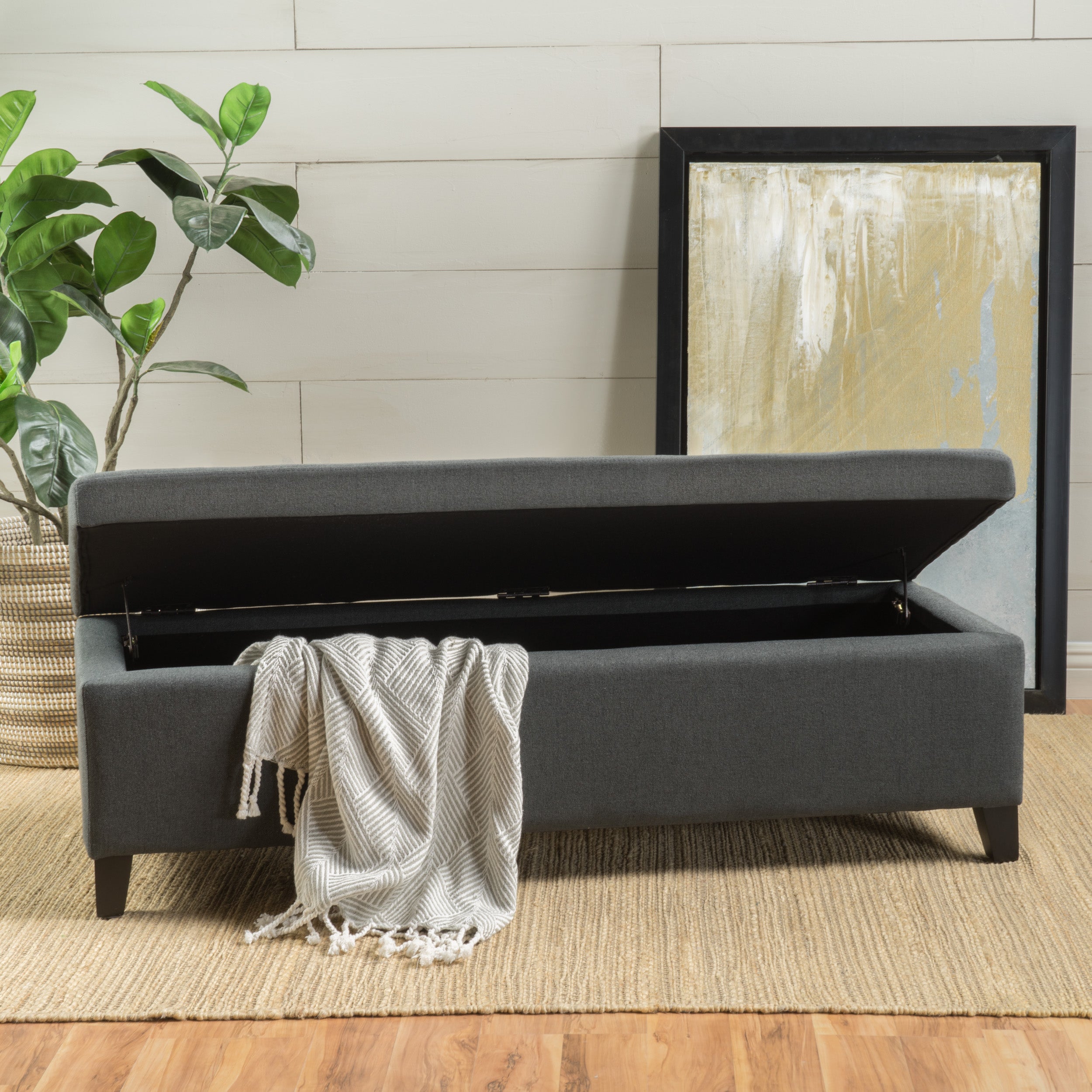 Annis Rectangle Fabric Storage Ottoman Bench