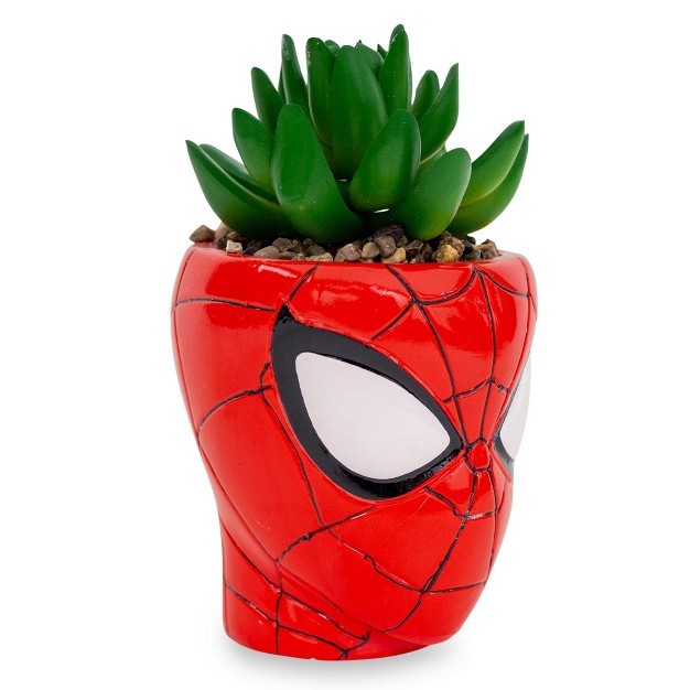 Easysfind Marvel Comics Spider man 3 inch Ceramic Mini Planter With Artificial Succulent