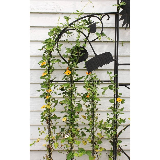 Sunflower Iron Garden Trellis Decorative Plant Support Black Powder Coat Finish Corrosion resistant