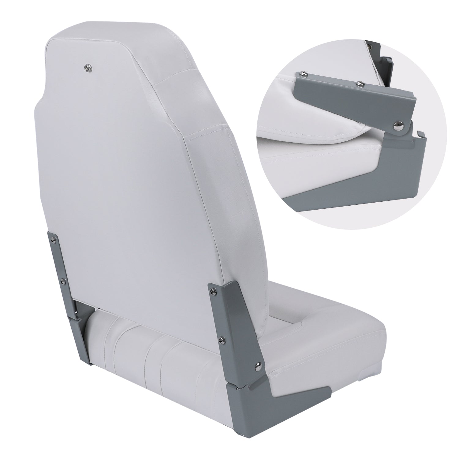 NORTHCAPTAIN S1 Deluxe High Back Folding Boat Seat，Stainless Steel Screws Included，White(2 Seats)