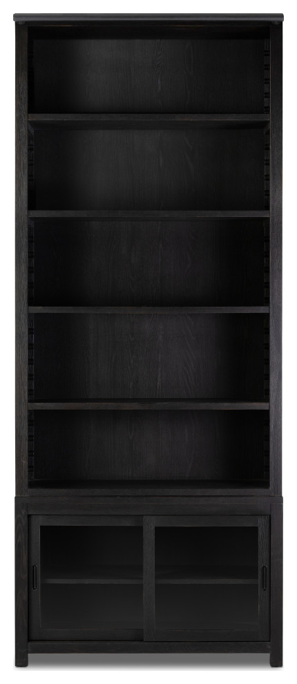 Admont Bookcase Worn Black Veneer   Transitional   Bookcases   by Zin Home  Houzz