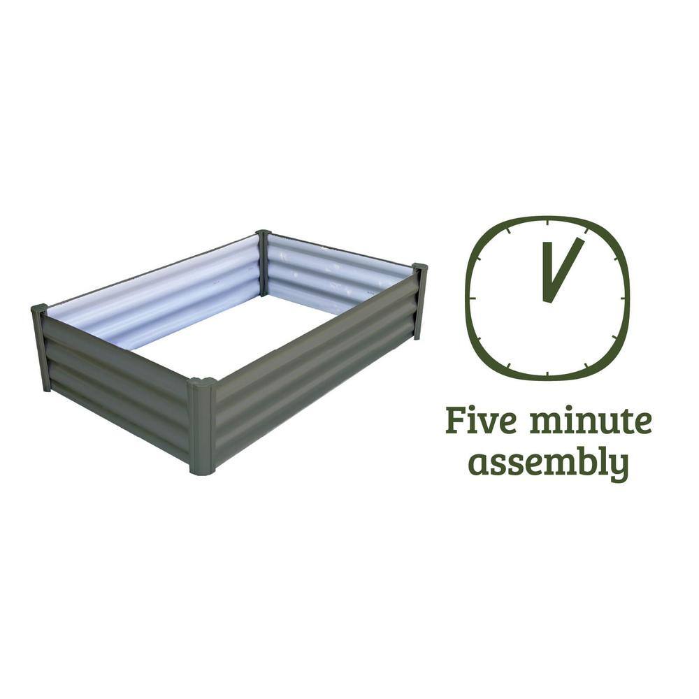 THE ORGANIC GARDEN CO. 48 in. W x 36 in. D x 12 in. H Woodland Gray Galvanized Metal Raised Garden Bed AB1304