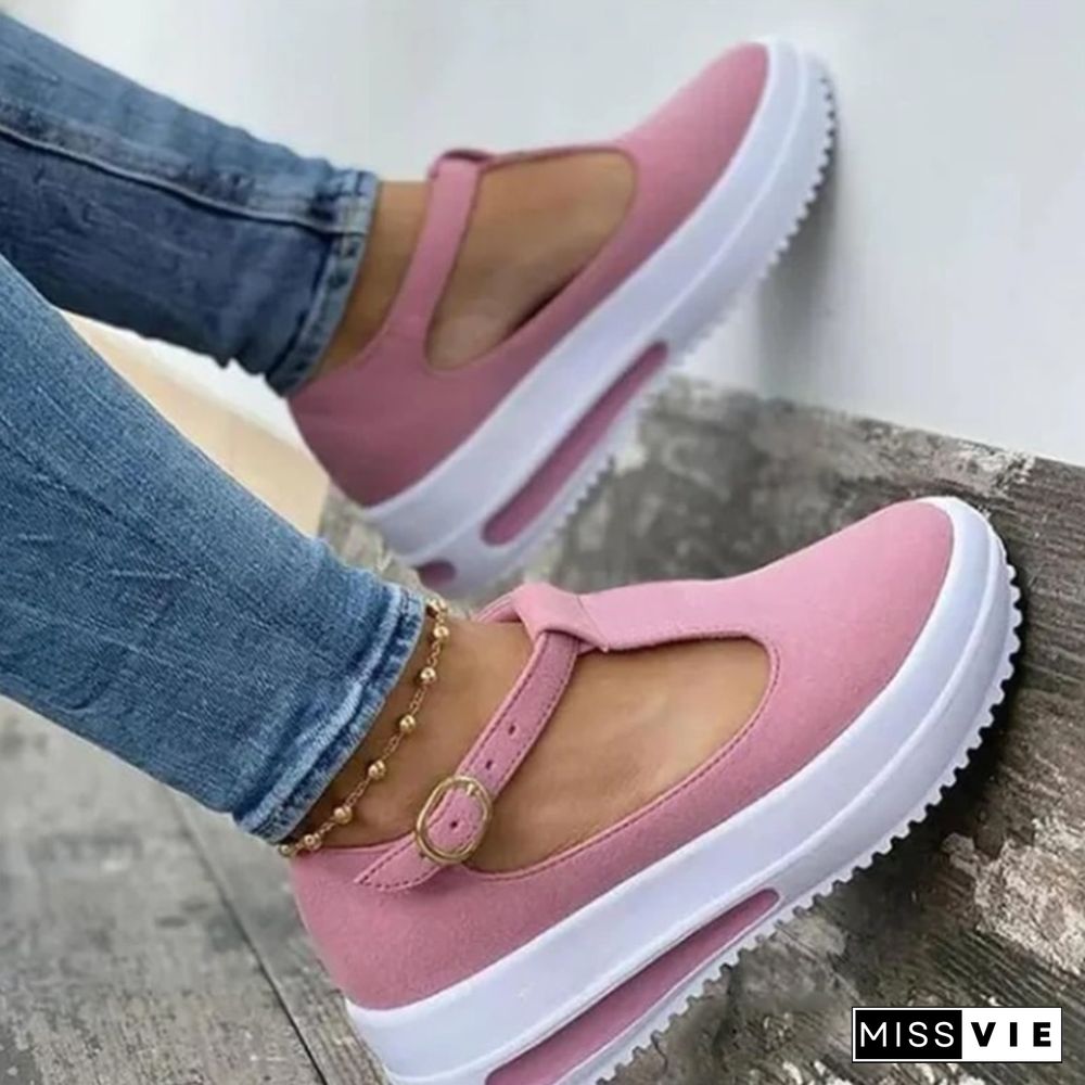 Summer Women Shoes Thick Bottom Platform Flat Shoes Ladies Wedges Sandals Buckle Strap Casual Female Footwear Shake Shoes