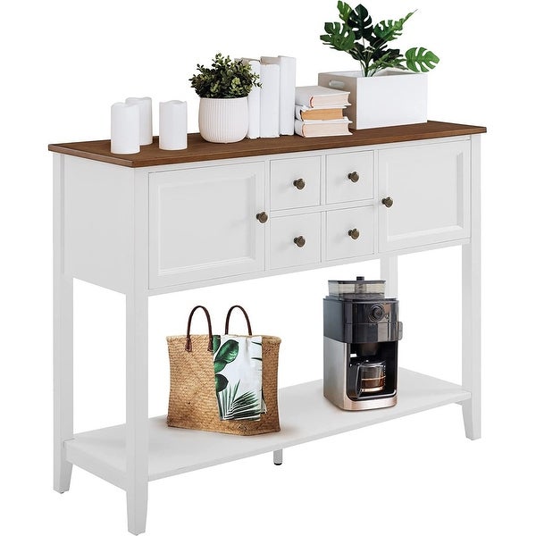 Wood Sideboard Buffet Storage Cabinet with Drawers and Shelf