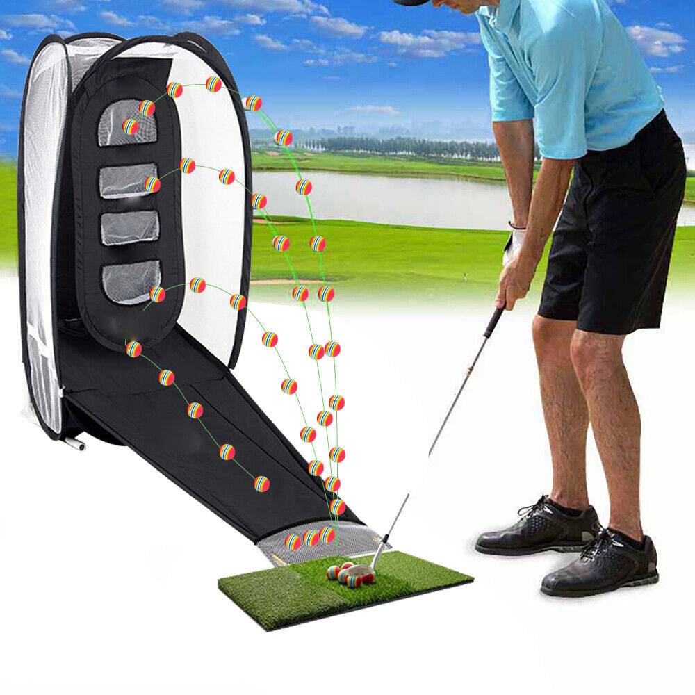 Golf Practice Hitting Net Portable Automatic Ball Return Backyard Home Chipping +Target+6x Ball