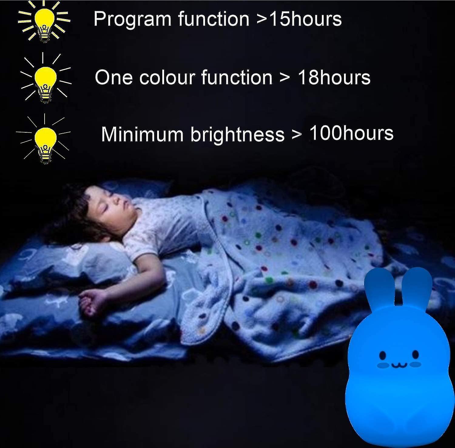 Large Rabbit Night Light Children， Silicone Bedroom Light Night Light Gift