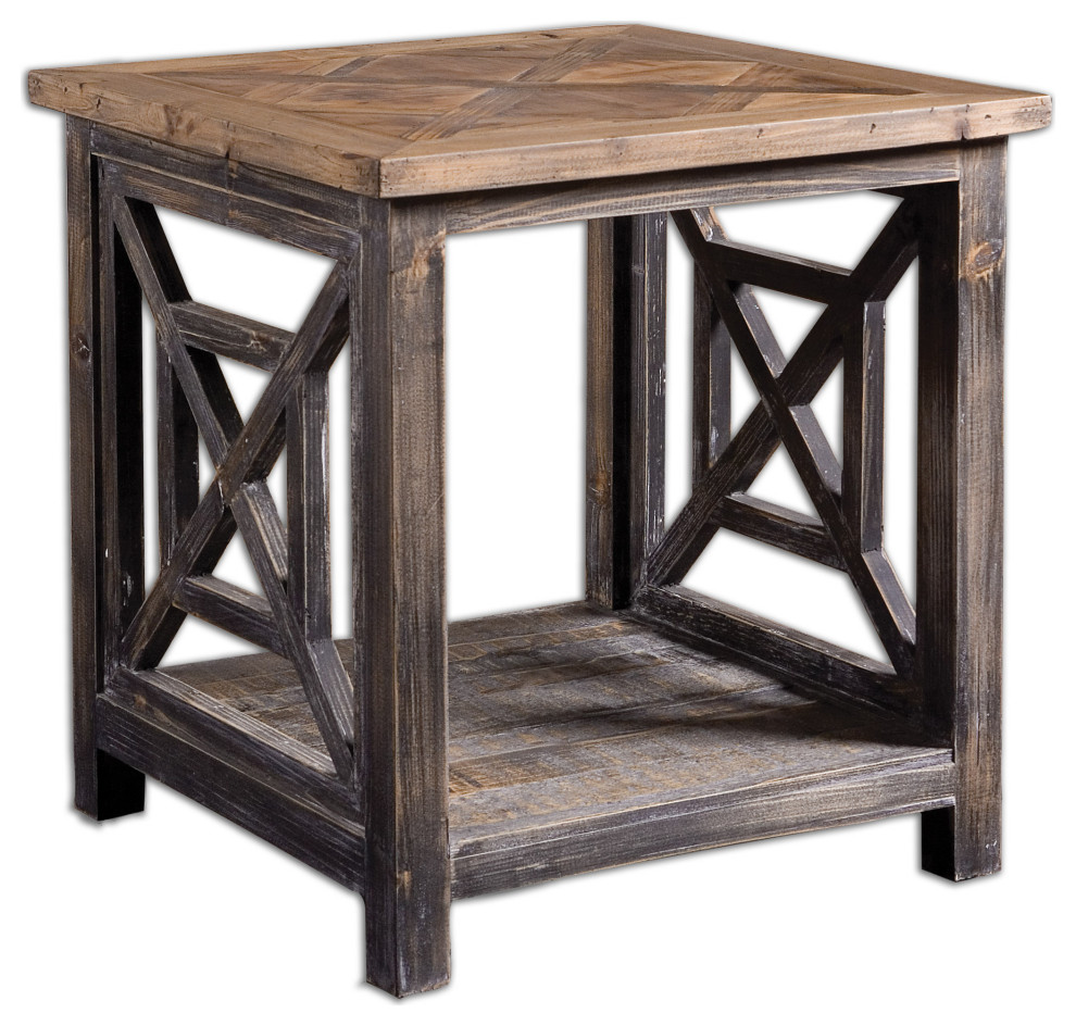 Uttermost Spiro Reclaimed Wood End Table   Farmhouse   Side Tables And End Tables   by Buildcom  Houzz