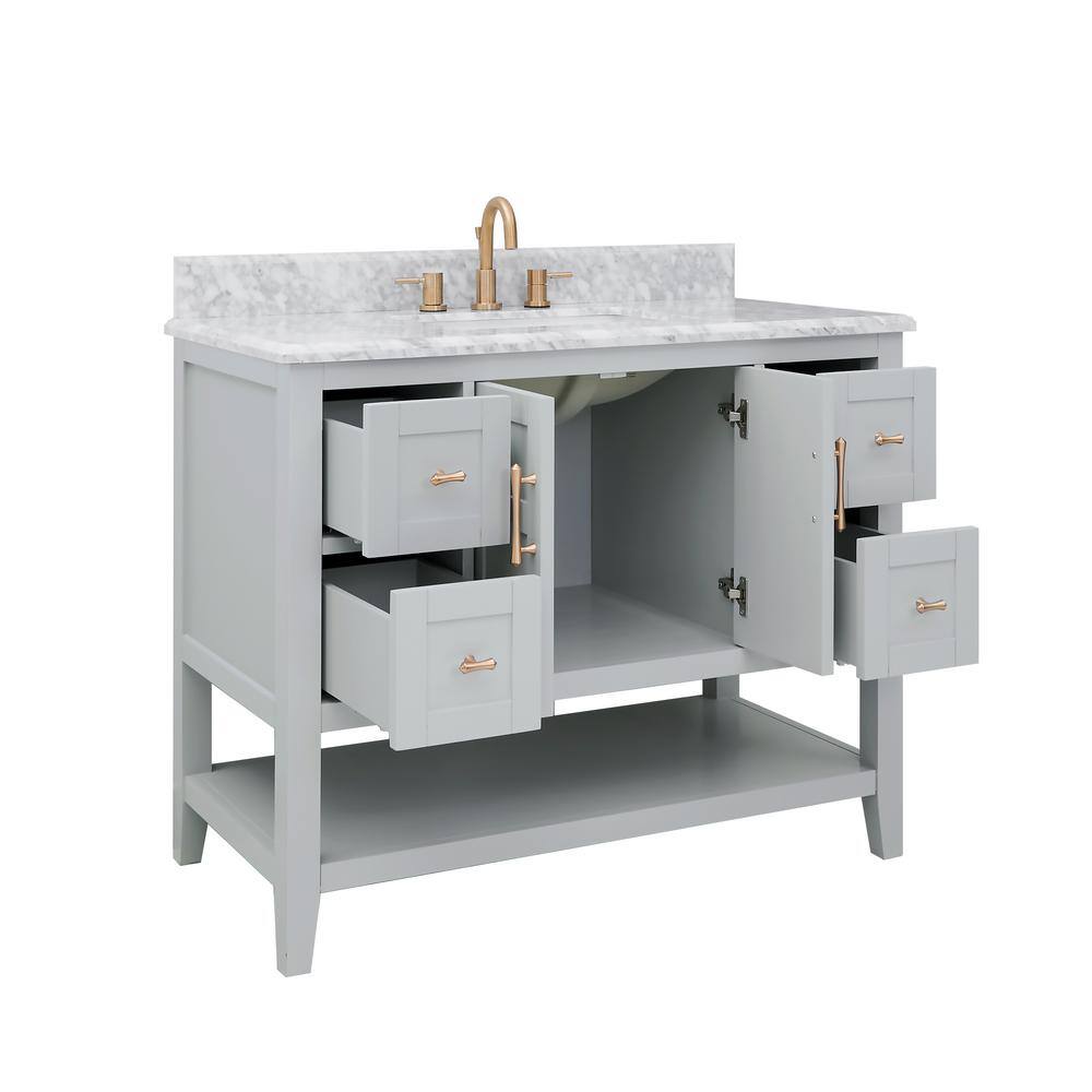 Home Decorators Collection Sturgess Open Shelf 43 in. W x 22. D x 35. H Vanity in Dove Grey with White Marble Vanity Top 19111S-VS43C-DG