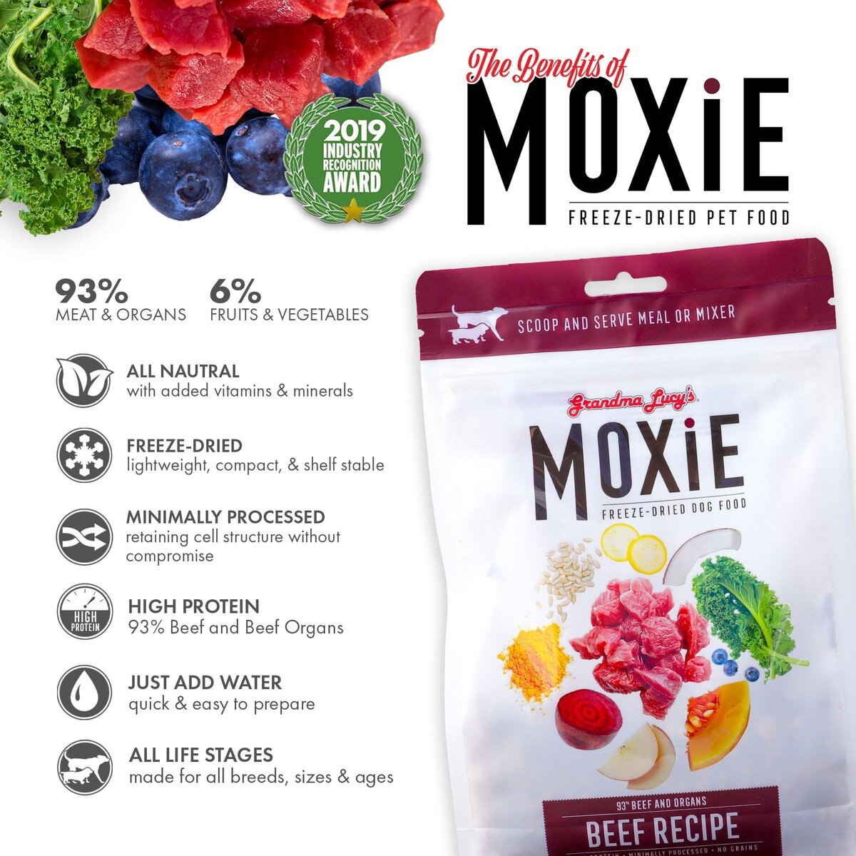 Grandma Lucy's Moxie Beef Recipe Freeze-Dried Dog Food