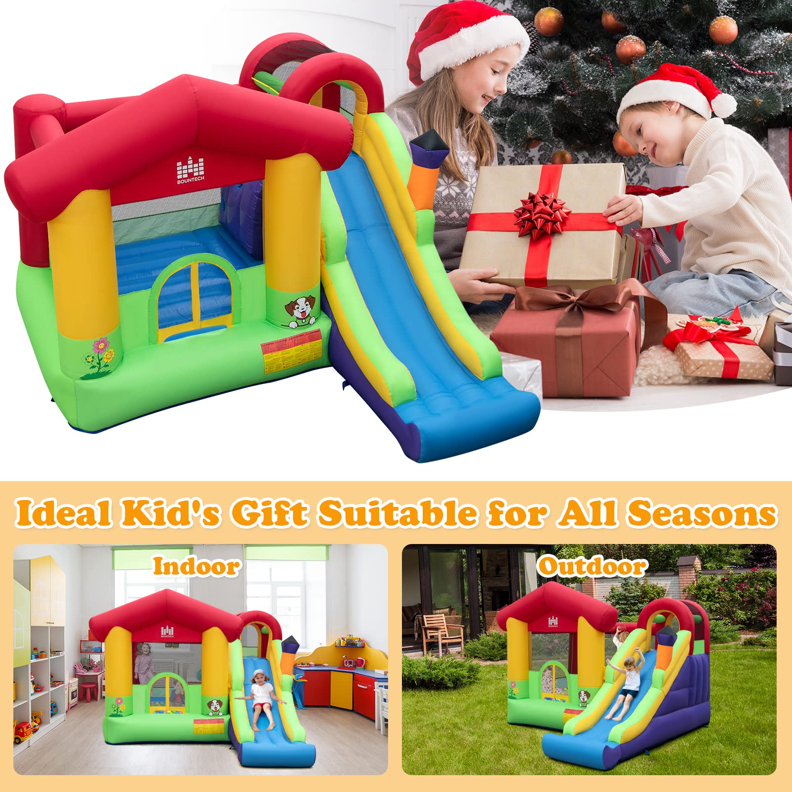 BOUNTECH Inflatable Bounce House, Bouncy House for Kids 5-12 Indoor Outdoor Fun