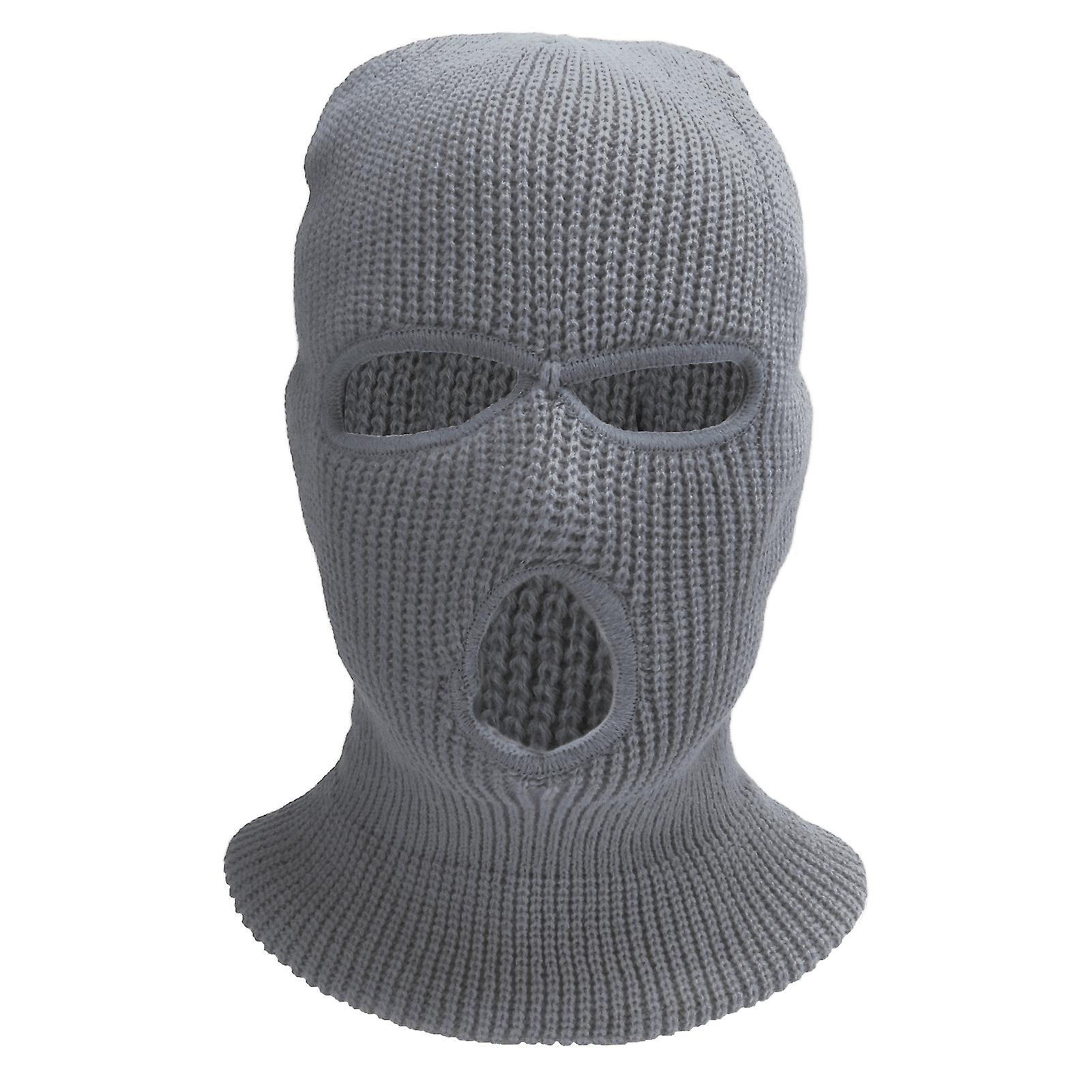 3 Holes Knitted Full Face Cover Winter Windproof Warm Outdoor Sports Ski Riding Face Covergrey