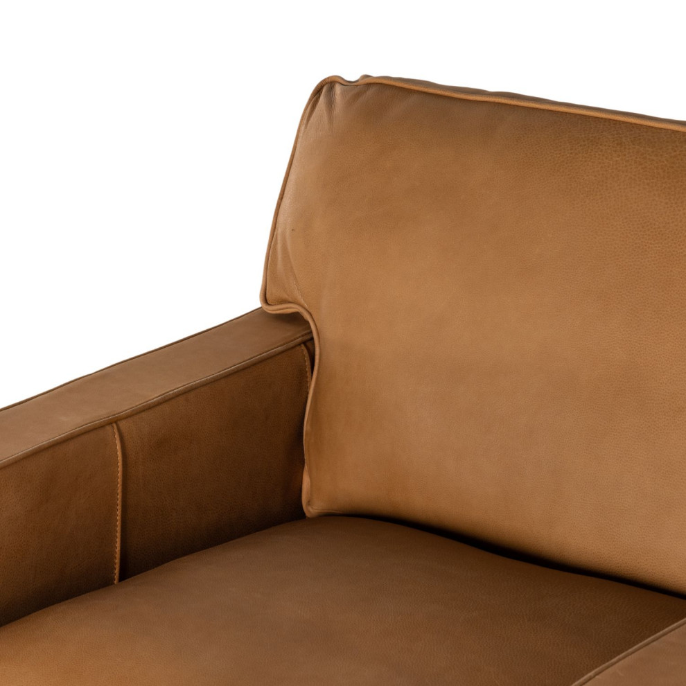 Larkin Heritage Camel Leather Club Chair   Contemporary   Armchairs And Accent Chairs   by Zin Home  Houzz