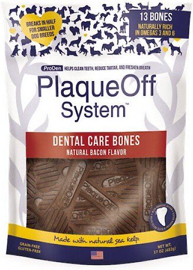 ProDen PlaqueOff System Natural Bacon Flavored Dental Bone Dog Treats