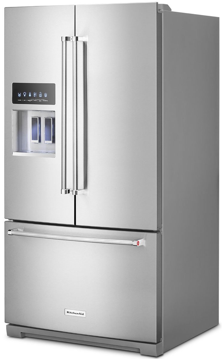 KitchenAid 26.8 Cu. Ft. PrintShield Stainless Steel Standard-Depth French Door Refrigerator With Exterior Ice And Water Dispenser