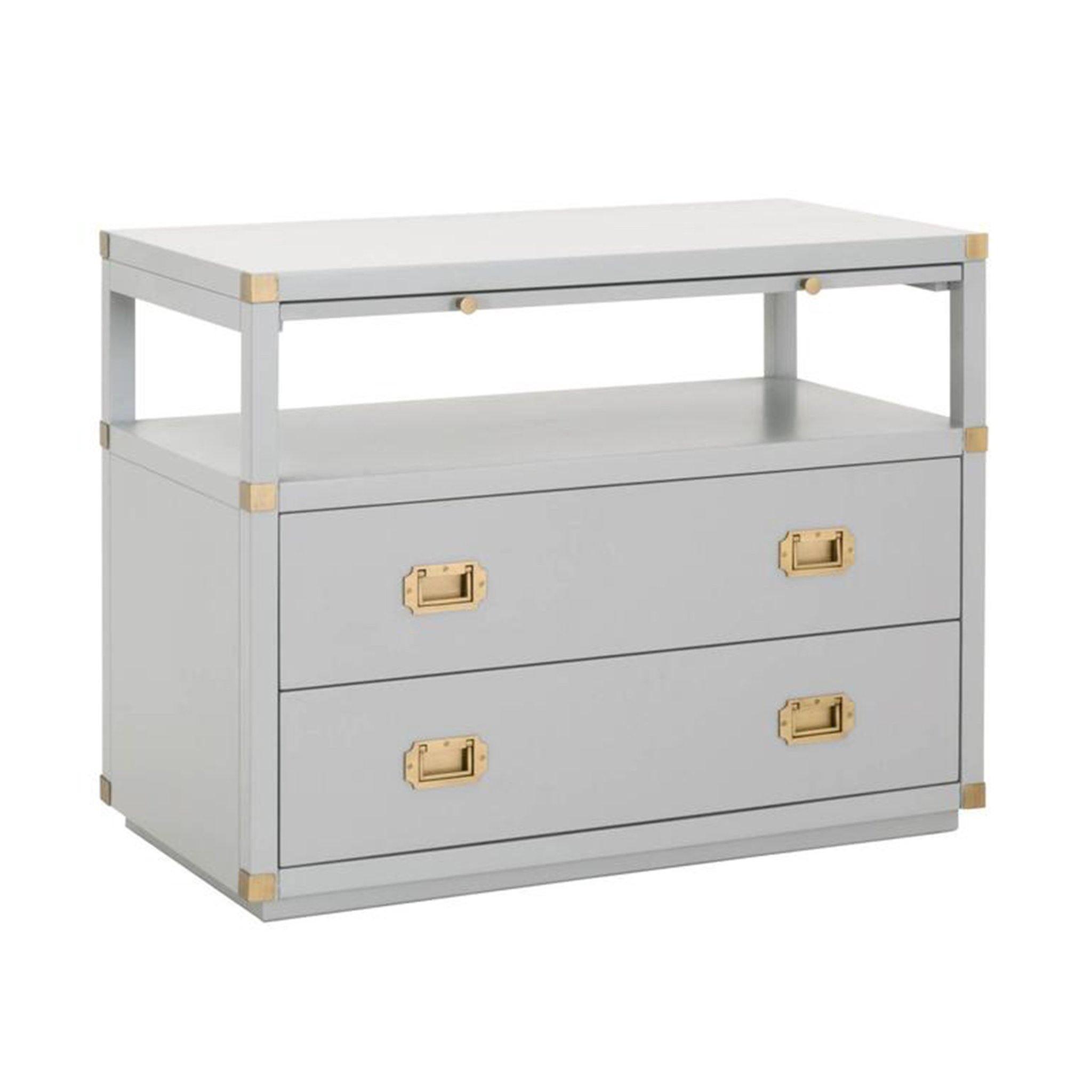 Barrett 2 Drawer Nightstand, Grey & Gold