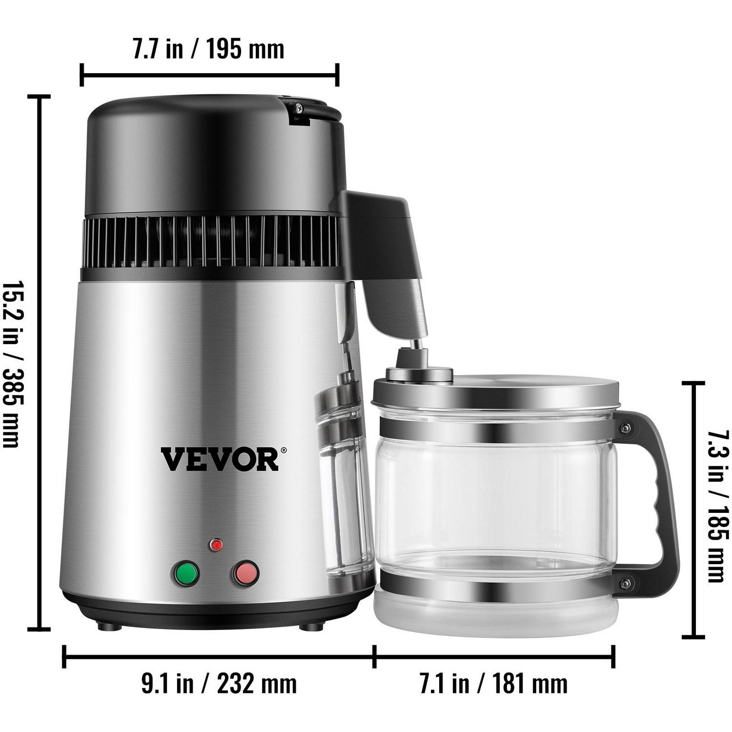 VEVORbrand 4L Water Distiller Purifier Machine 304 Stainless Steel DualButton Water Distiller 750W DualButton Water Distiller for Interior Home Sliver  Crowdfused