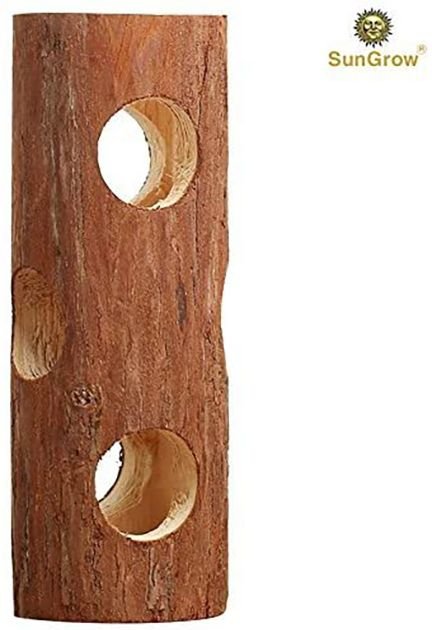 SunGrow Rabbit and Gerbil Chew Dwarf Hamster Hideout and Play Tunnel Wooden Log， 8-in