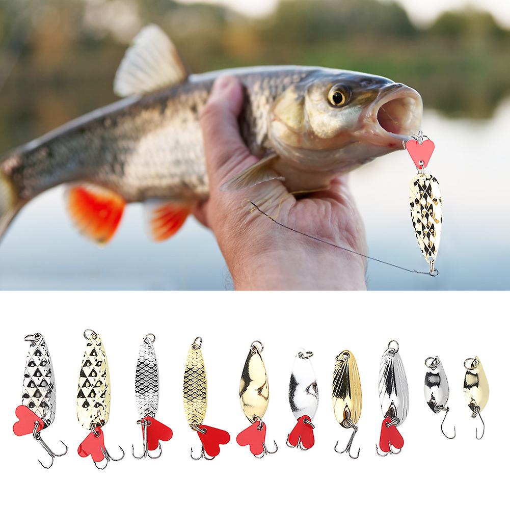 10pcs Sequins Fishing Lure Kit Hard Artificial Bait With Hook Fishing Accessoryxlt-1