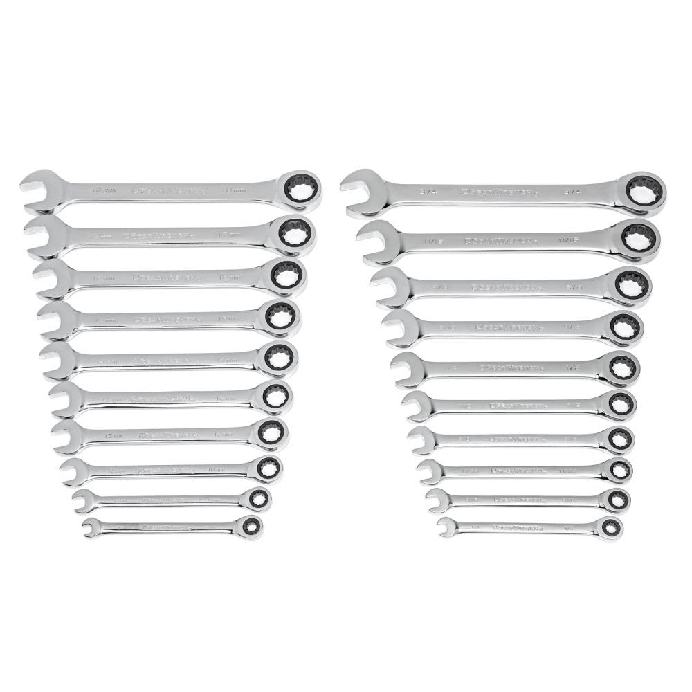 Gearwrench SAE/Metric Ratcheting Combination Wrench Set 20pc ;