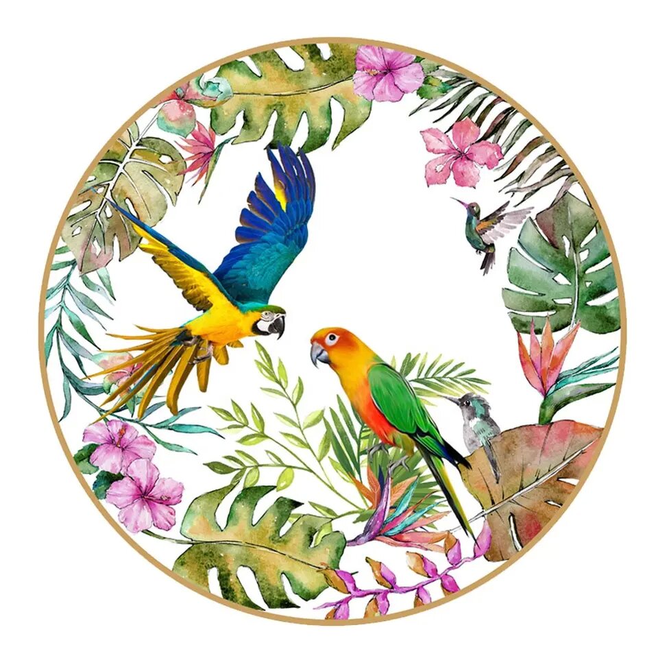 4 Piece Parrot Ceramic Tableware Coffee Set