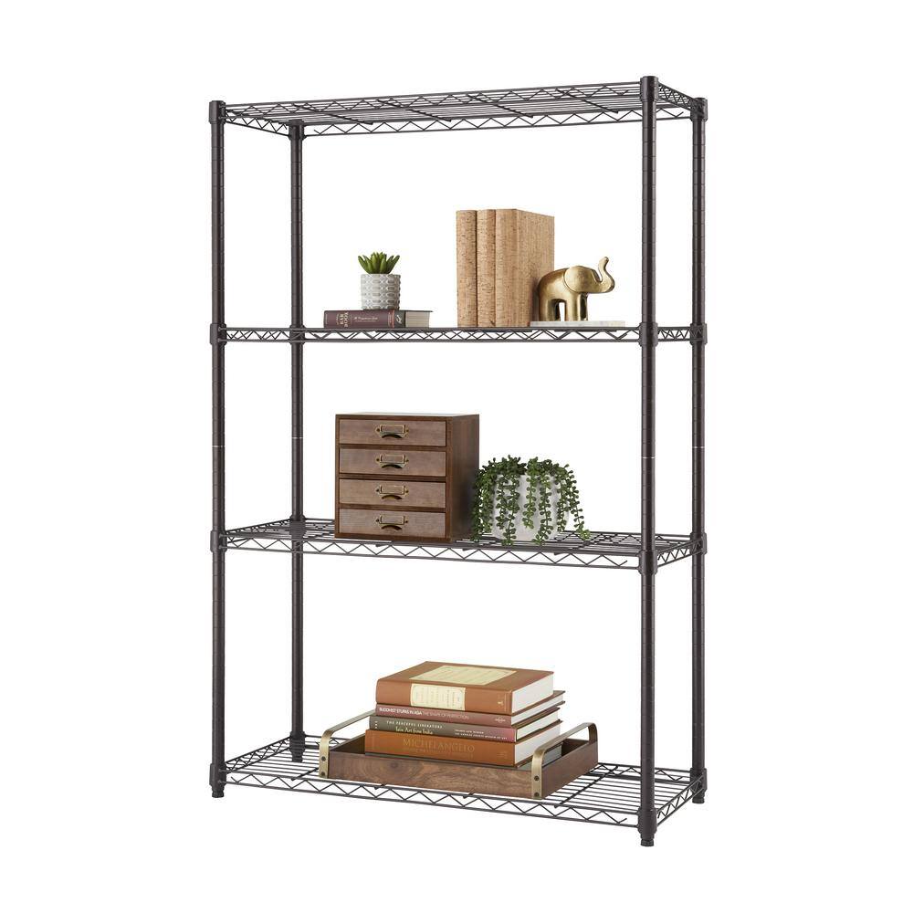 TRINITY Dark Bronze 4-Tier Steel Wire Shelving Unit (36 in. W x 54 in. H x 14 in. D) TBFPBR-0901