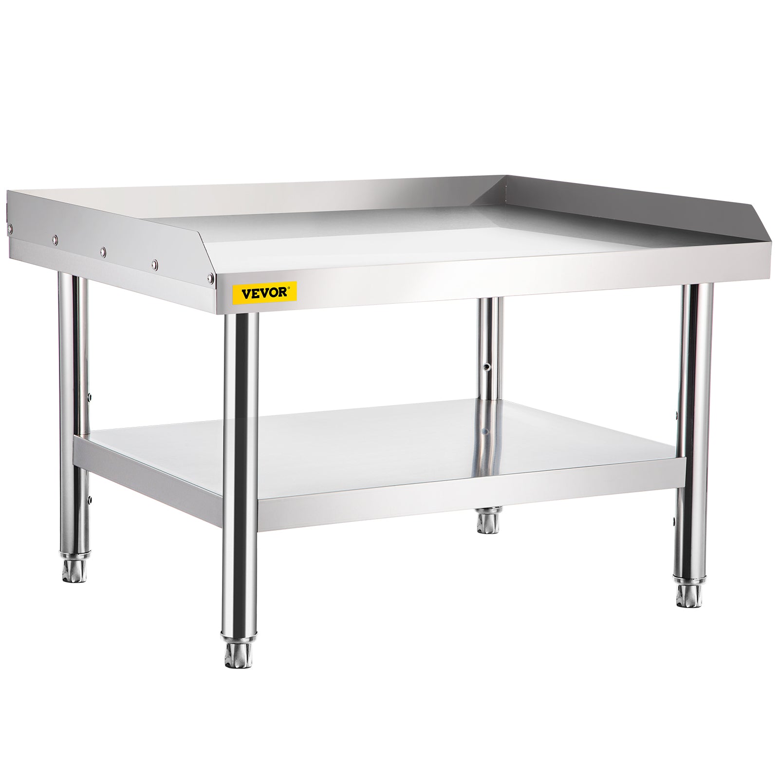 VEVORbrand Stainless Steel Table， 48 x 28 inch， Heavy Duty Workbench with Adjustable Storage Under Shelf and Table Feet， Commercial Equipment Stand for Hotel， Restaurant and Home Kitchen