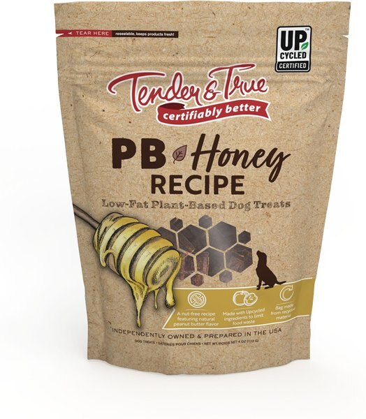 Tender and True PB+ Honey Jerky Dog Treats， 4-oz bag