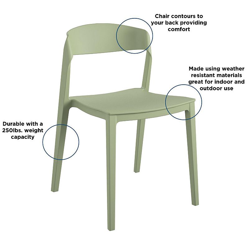 Cosco Indoor / Outdoor Ribbon Back Stacking Resin Dining Chair 2-Piece Set