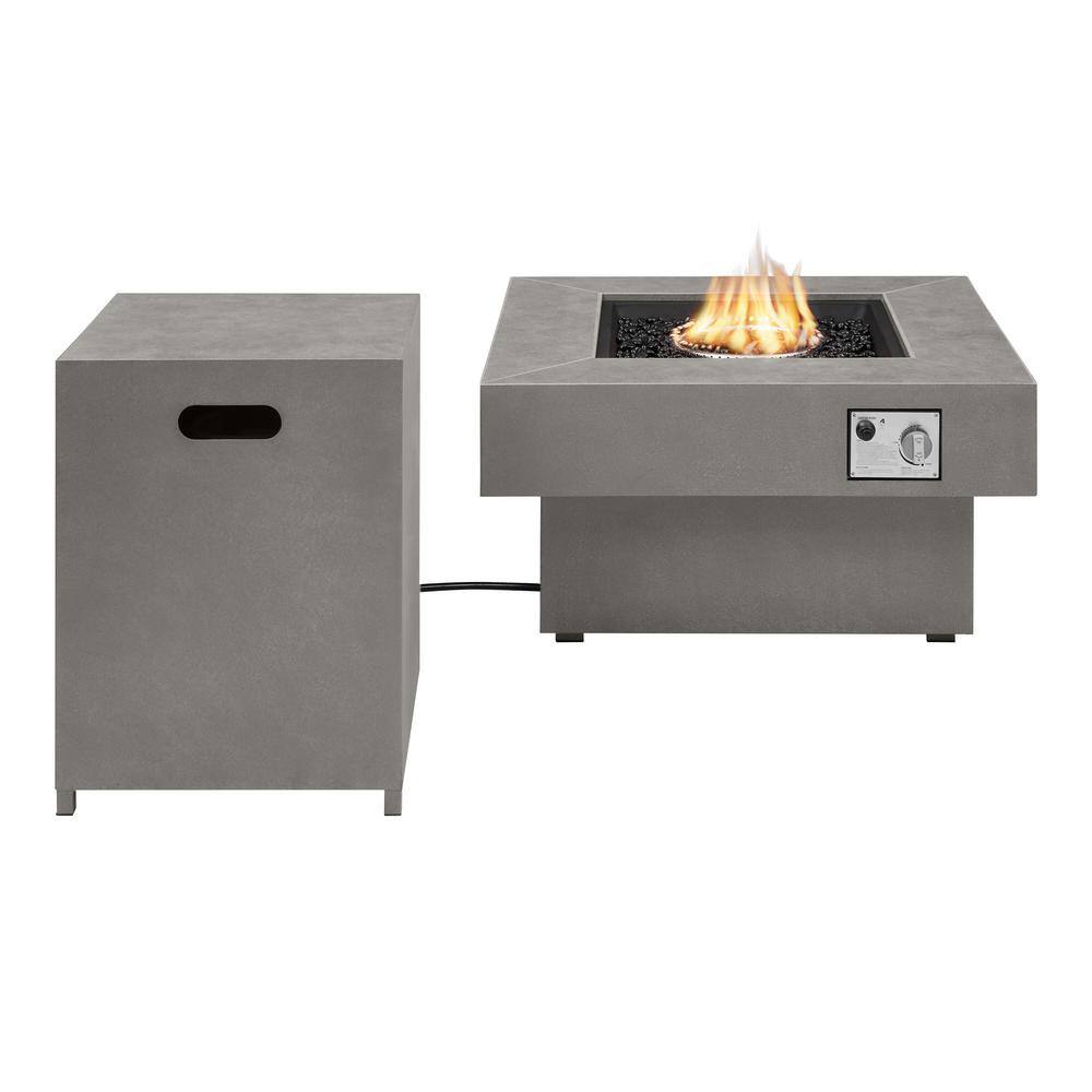 Home Decorators Collection Rutherford Grey Concrete 30 in. Square Low Profile Steel Gas Fire Pit with Tank Holder 23101FP