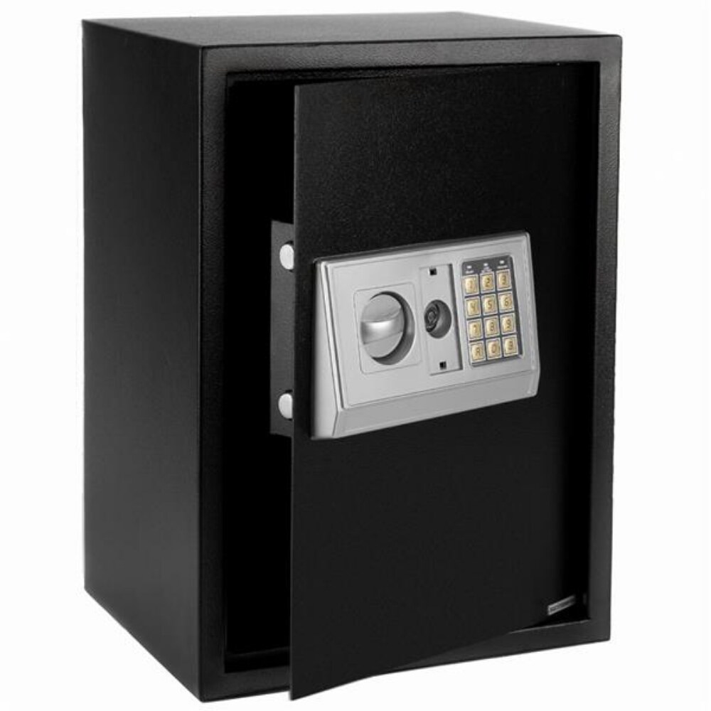 E50EA Home Business Security Keypad Lock Electronic Digital Steel Safe Black Box   Silver Grey