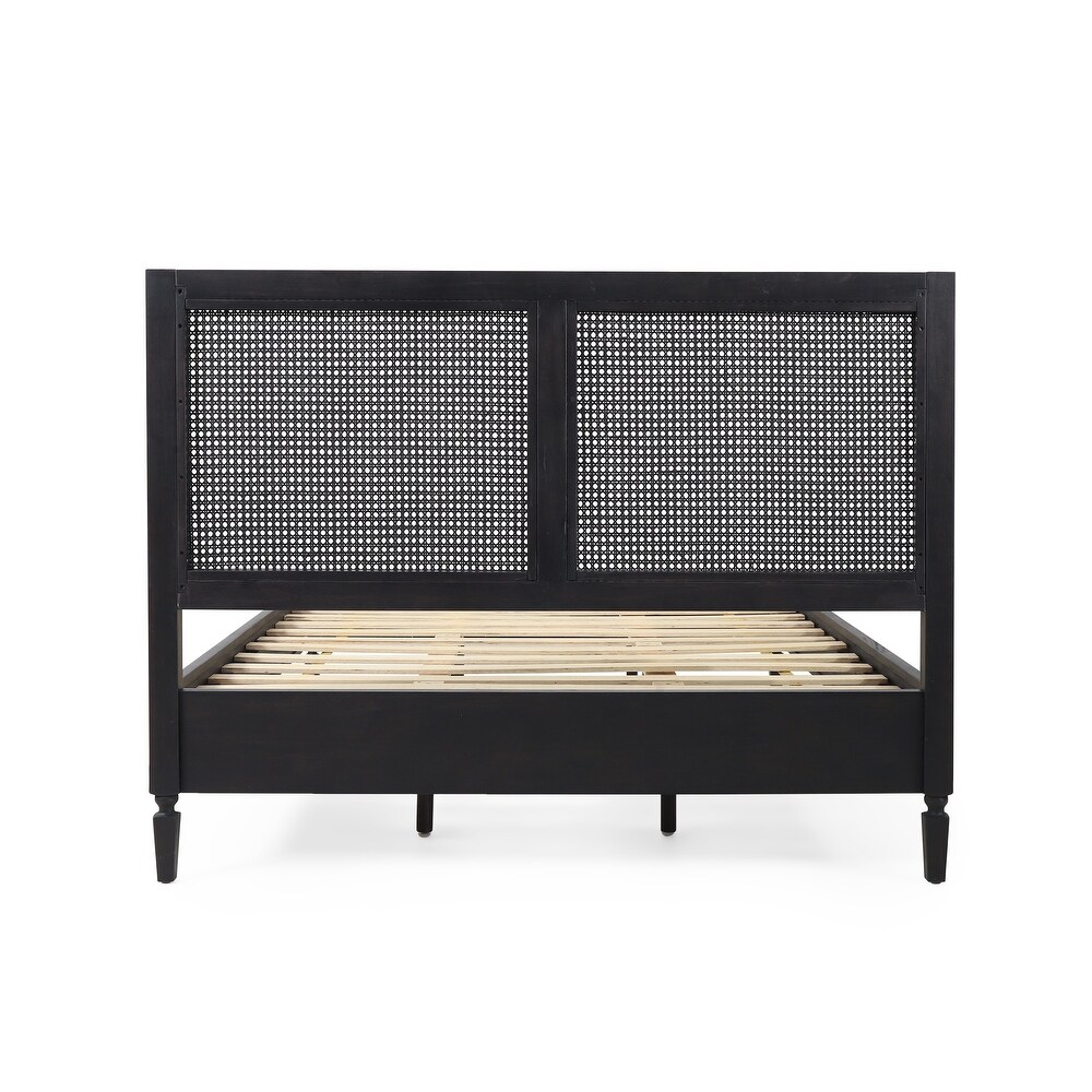 Lorent Acacia Wood and Rattan Queen Bed by Christopher Knight Home