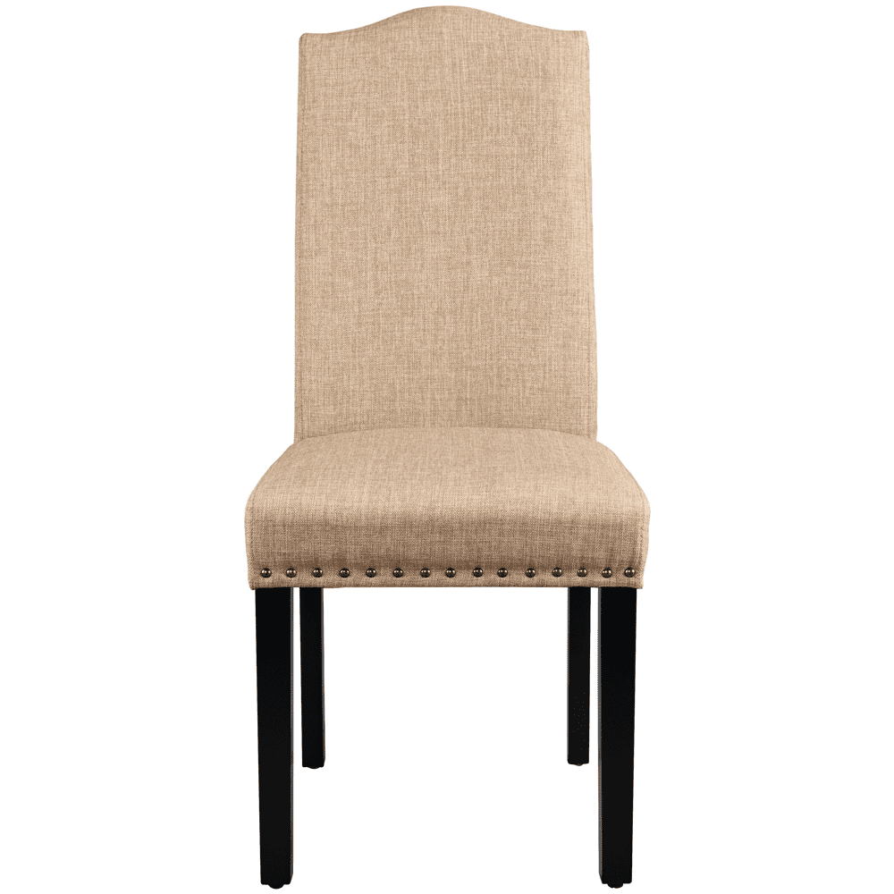 Easyfashion Set of 2 Classic Upholstered Dining Chair， Khaki