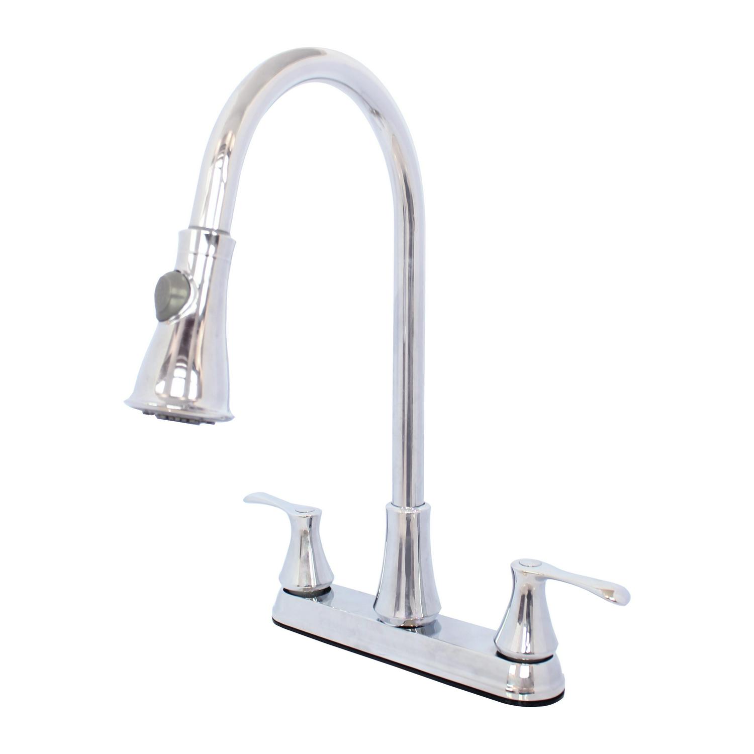 WMF-8201ZNL-CP  Hybrid Metal Deck Pull Down Kitchen Sink Faucet with Double Handle Washerless Chrome