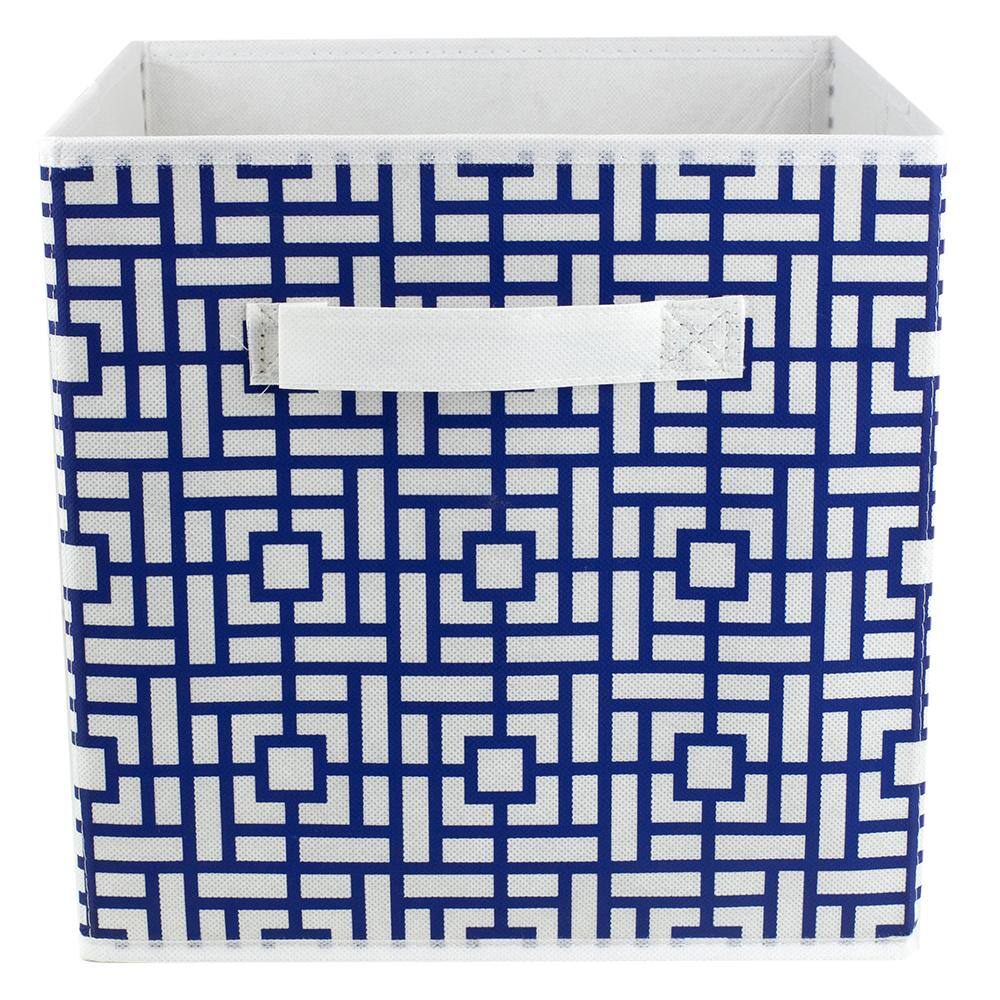 Home Basics 10.5 in. H x 10.5 in. W x 10.5 in. D Blue Fabric Cube Storage Bin HDC51551