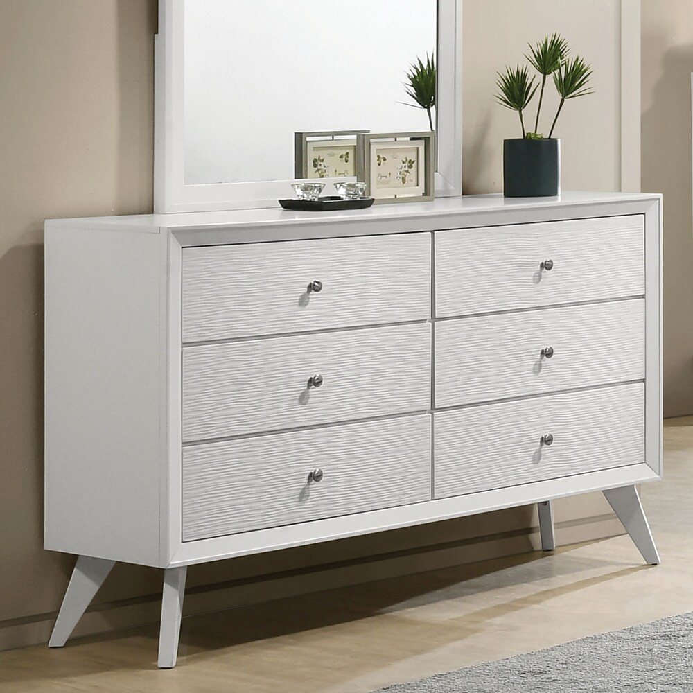 Kawi Contemporary White 58 inch Wide Wood 6 Drawer Dresser by Furniture of America