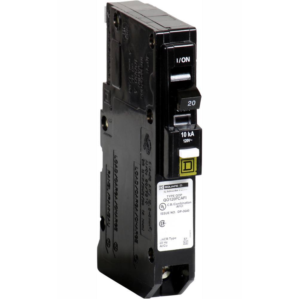 Square D QO 20 Amp Single-Pole Plug-On Neutral Combination Arc Fault Circuit Breaker QO120PCAFIC