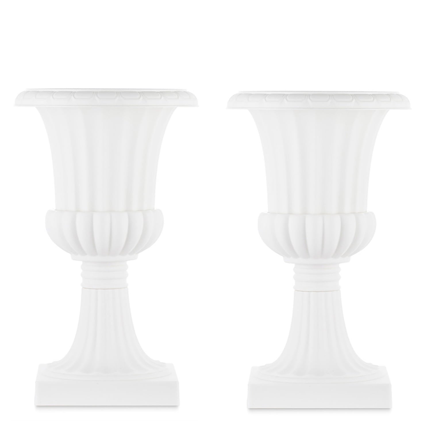 Urn Planter for Outdoor Plants 19.7 inch Tall White Plastic Garden Plant Pot 2 Pack