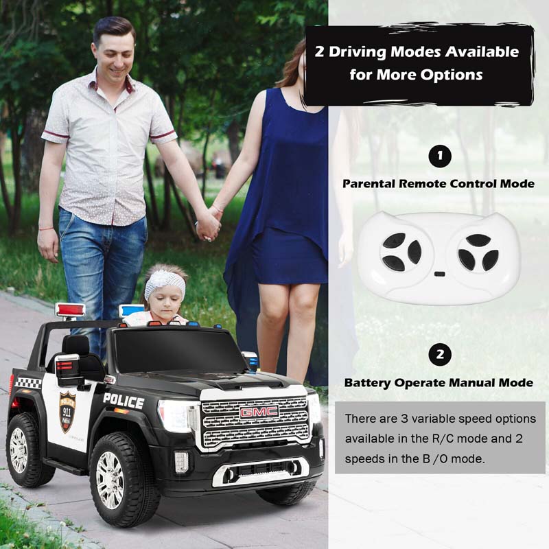 2-Seater GMC Licensed Kids Ride On Car 12V Battery Powered Electric Riding Toy Truck with Storage Box