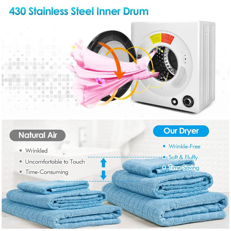 13.2 lbs Front Load Tumble Dryer for Apartments Dorms RVs, 1350W Portable Clothes Dryer with 5 Drying Modes