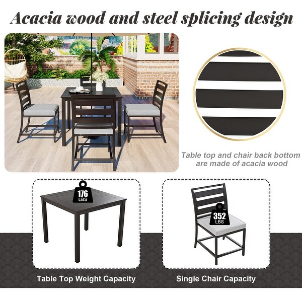 4 Pcs Patio Dining Sets Patio Conversation Sets with Umbrella Hole -  - 37895085