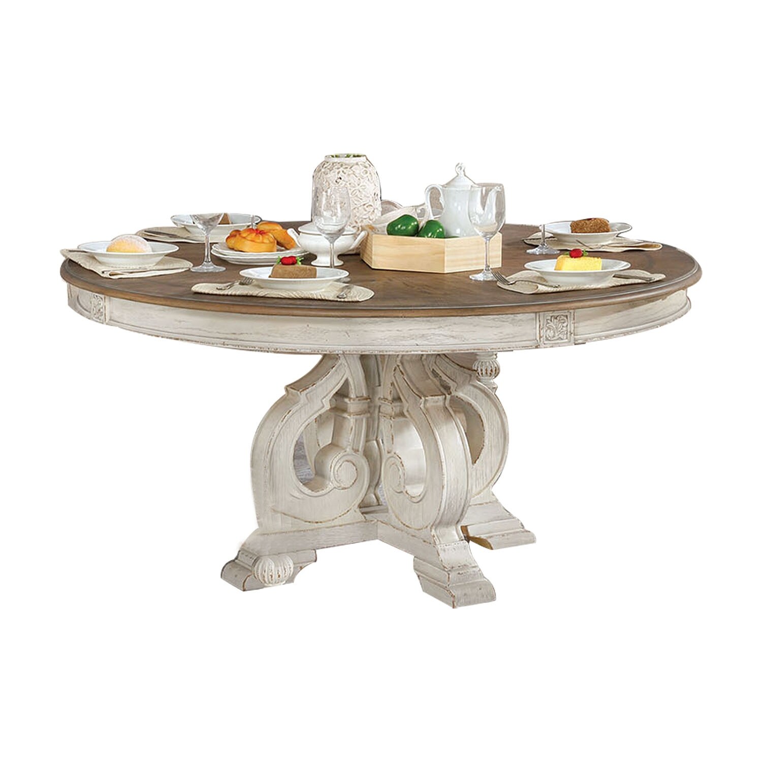 Wood Dining Table in Antique White - Antique White