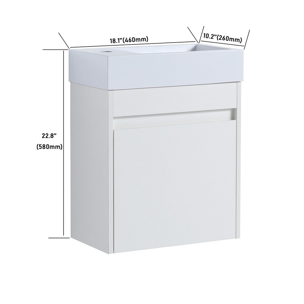 ARTCHIRLY 16/18 Inch Mini Bathroom Vanity with Sink for Small Bathroom  Floating Bathroom Vanity with Soft Close Door