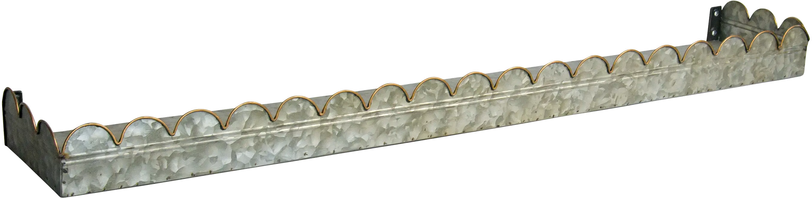 Galvanized Metal Wall Shelves with Scalloped Detailing - Set of 3