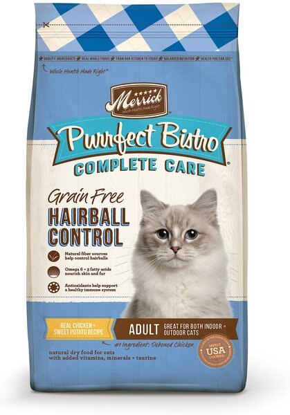 Merrick Purrfect Bistro Complete Care Grain-Free Hairball Control Chicken and Sweet Potato Recipe Dry Cat Food