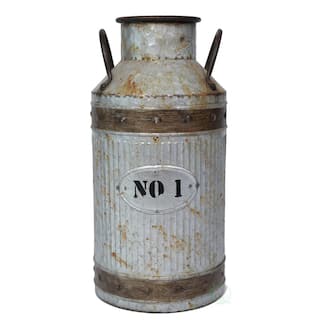 Vintiquewise Galvanized Metal Rustic Large Milk Can QI003292.L