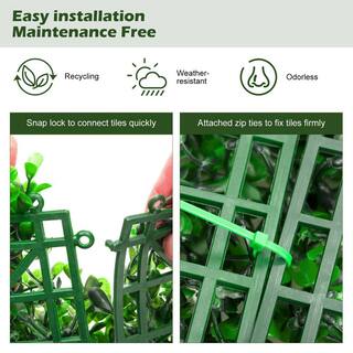 WELLFOR 12-Piece 20 in. L x 20 in. W x 1.5 in. H PE Garden Fence Artificial Peanut Leaf Hedges Panels OP-HPY-70694