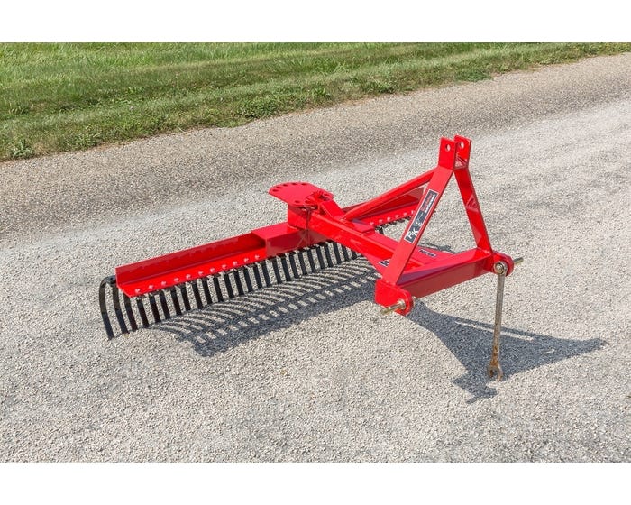 RK by King Kutter XB 5 Yard Rake Square Tubing， Red - TYR-60-XB-RR