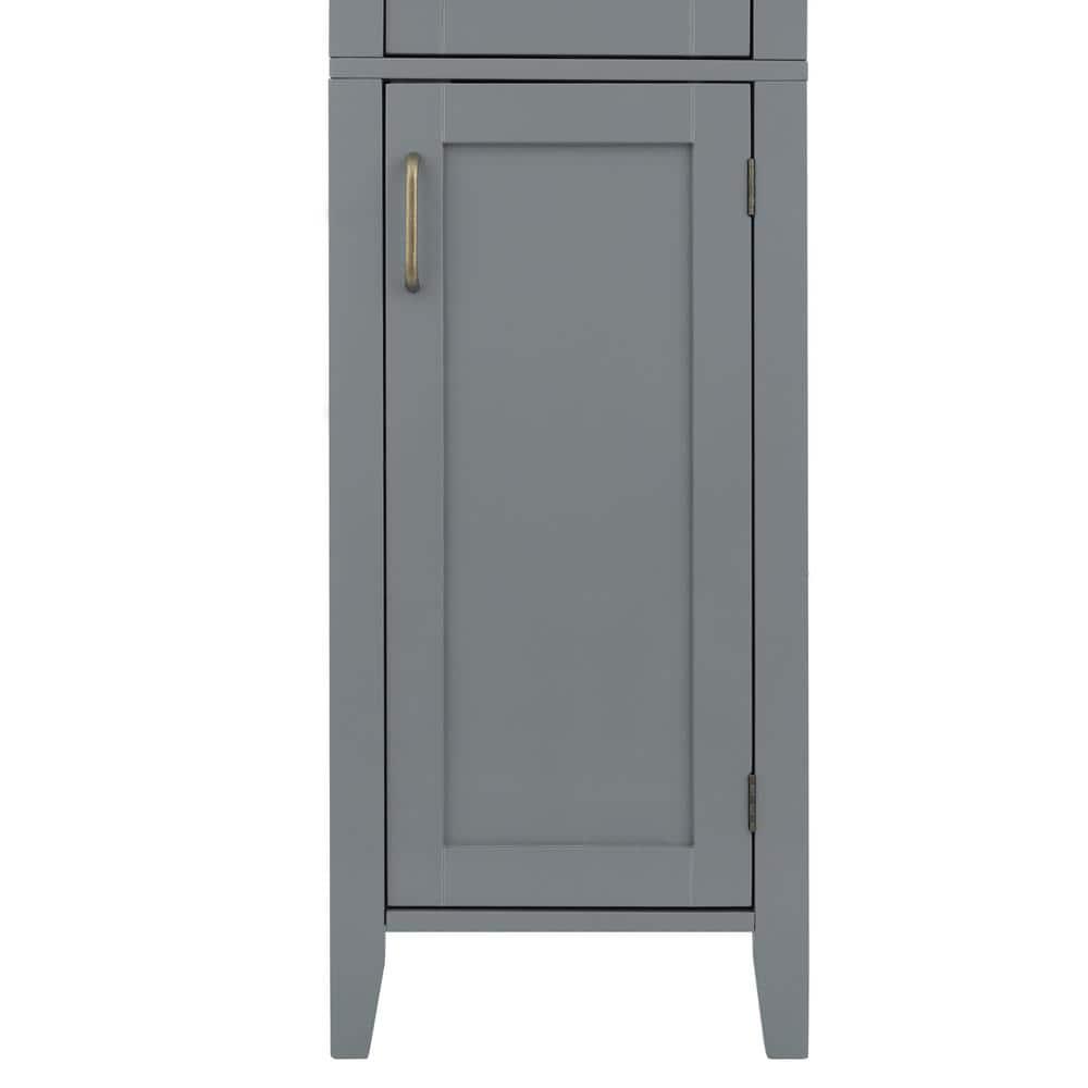 Teamson Home Mercer Mid Century 1496 in W x 13 in D x 6267 in H Gray Modern Wooden Linen Cabinet